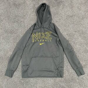 Nike Charcoal Hoodie with Vibrant Yellow Accents